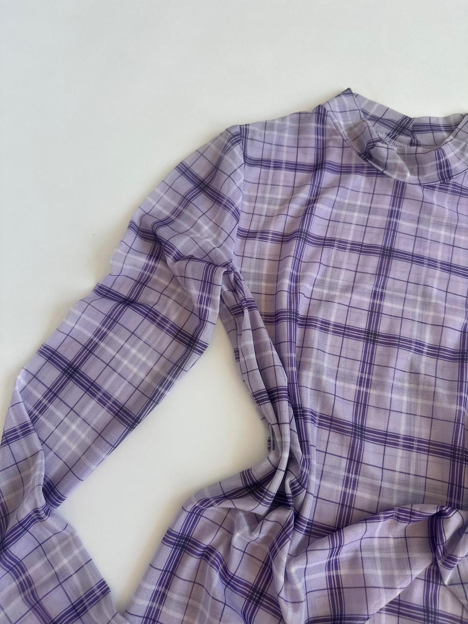 90s Sheer Mesh Check Top