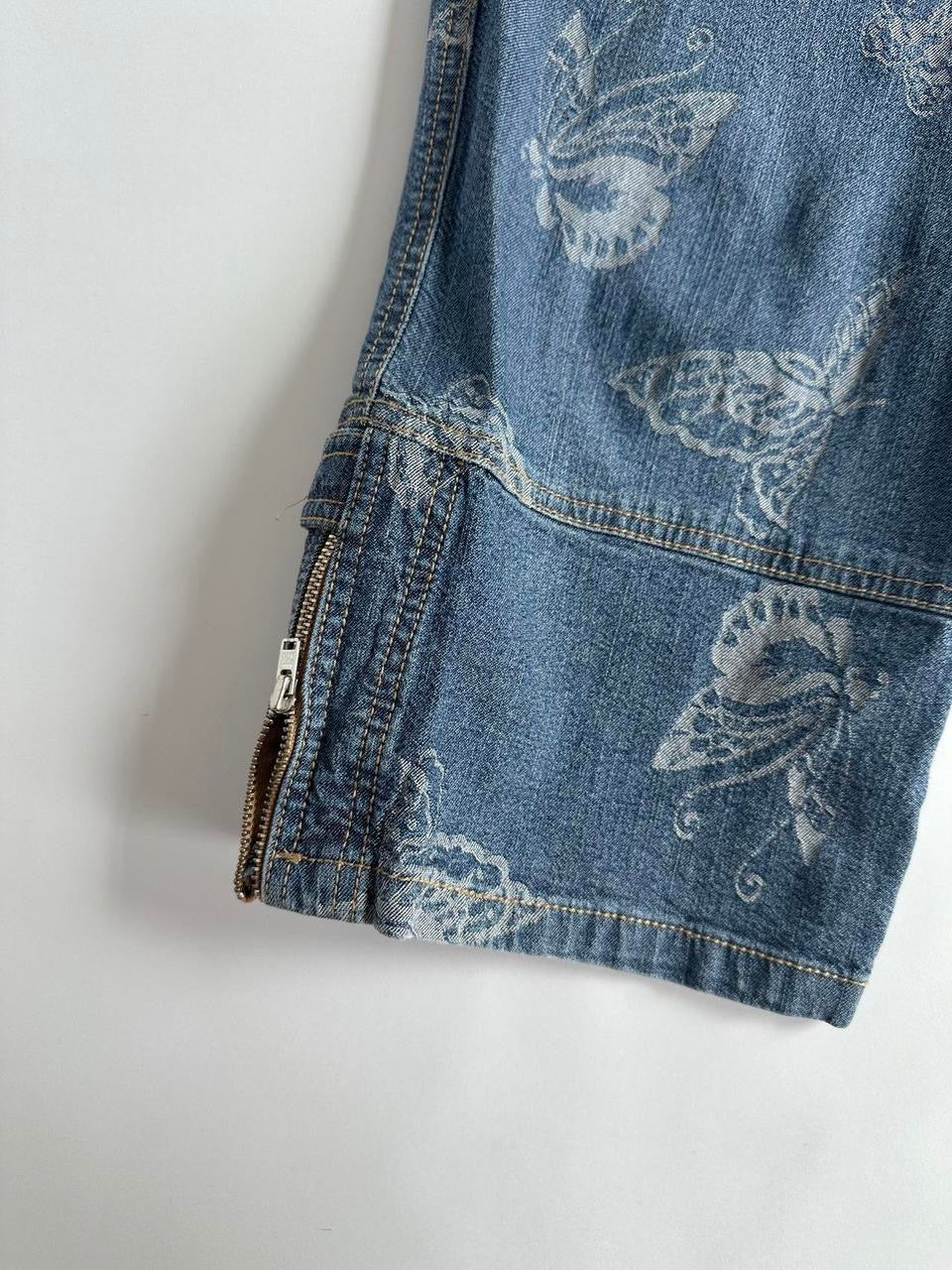 Y2K Butterfly Denim Cropped Jeans