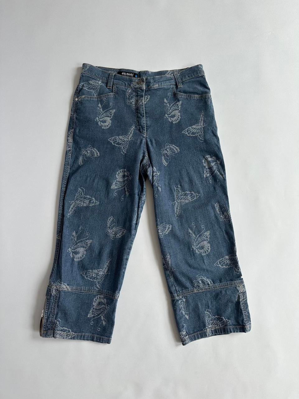 Y2K Butterfly Denim Cropped Jeans