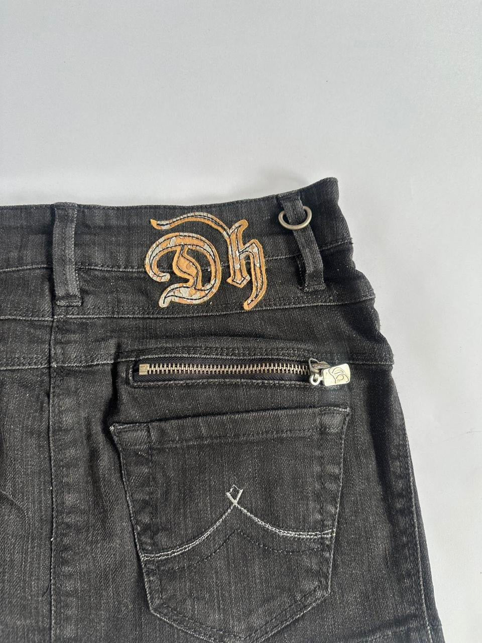 Y2K Black Denim Low Rise Mini Skirt
