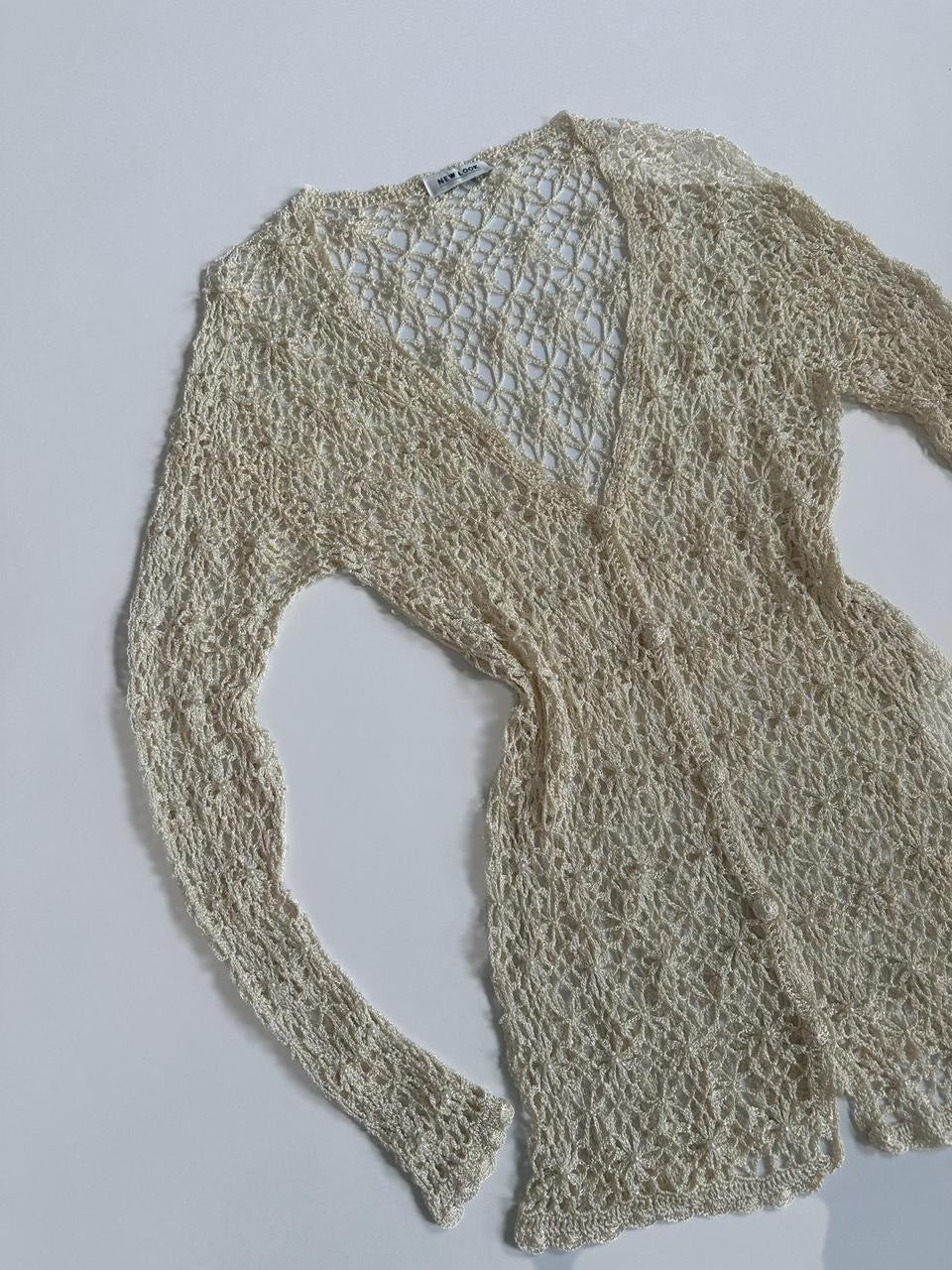 90s New Look Cream Pearl Cardigan