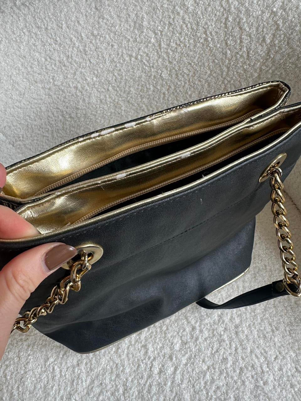 Vintage Black and Gold Shoulder Bag