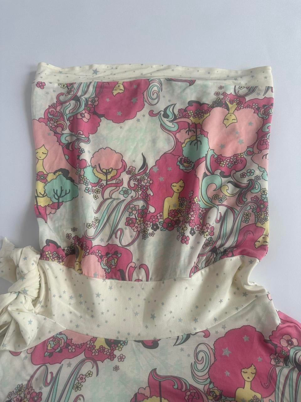 00s Strapless Pattern Dress
