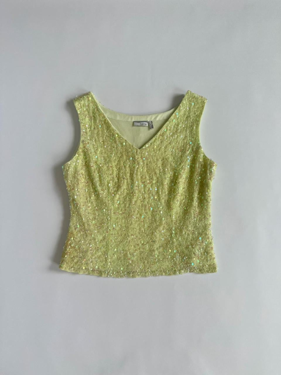 Pale Lime 00s Sequin Top