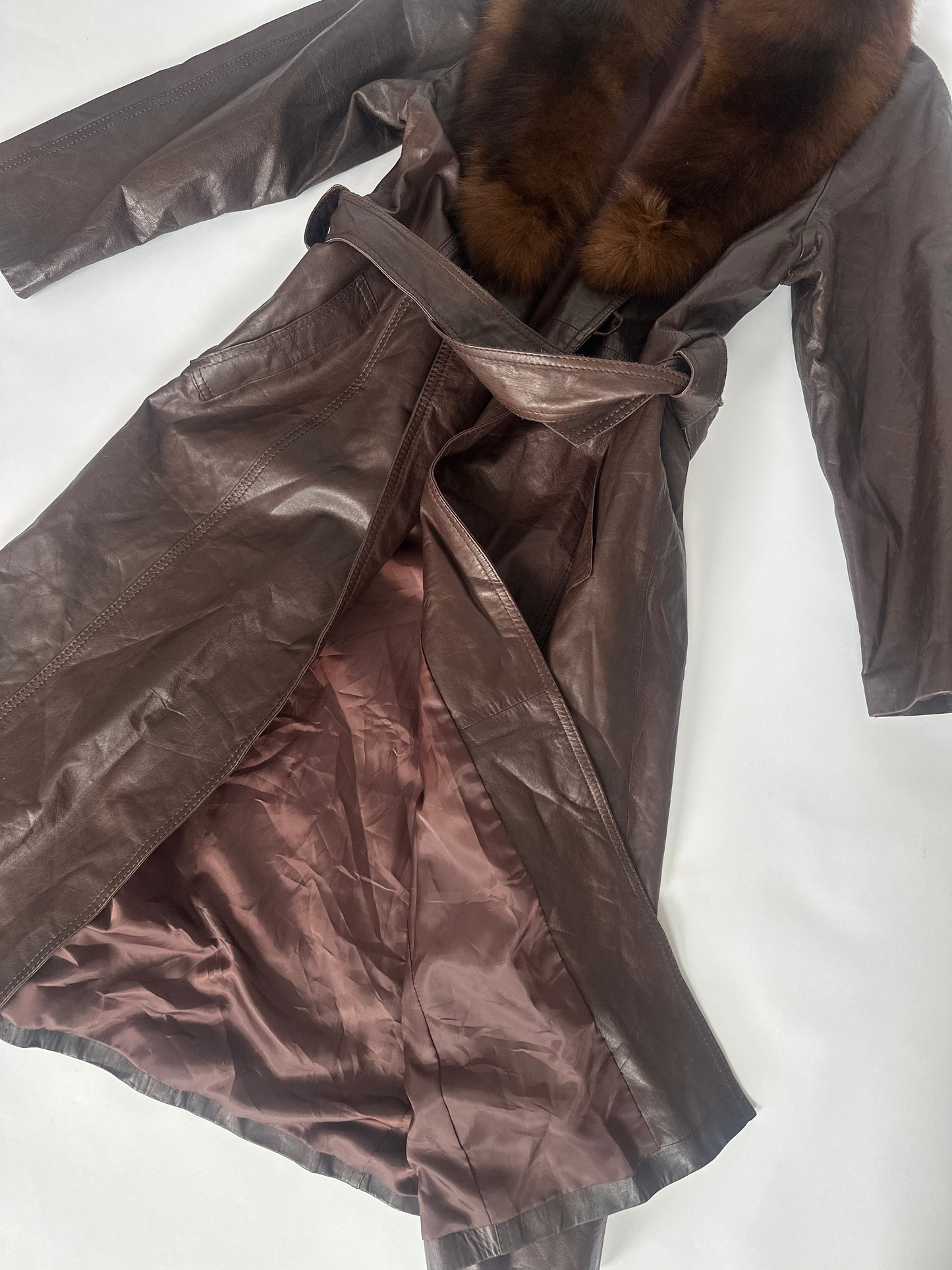 Brown Fur Collar Leather Jacket