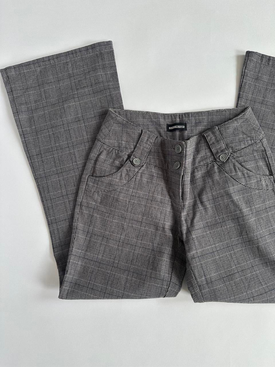 Y2K Grey Check Low Rise Bottoms