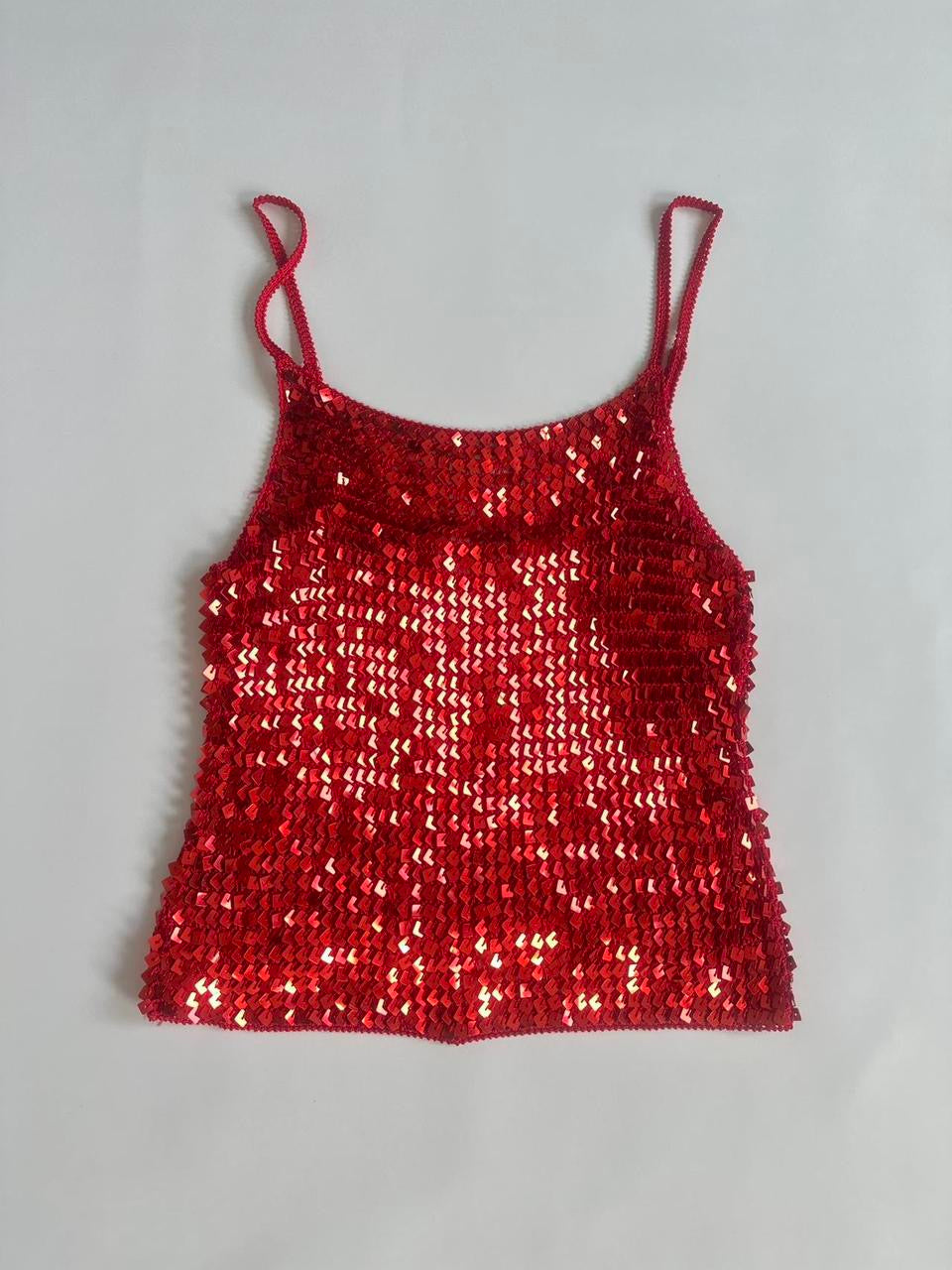 00s Red Disc Sequin Cami