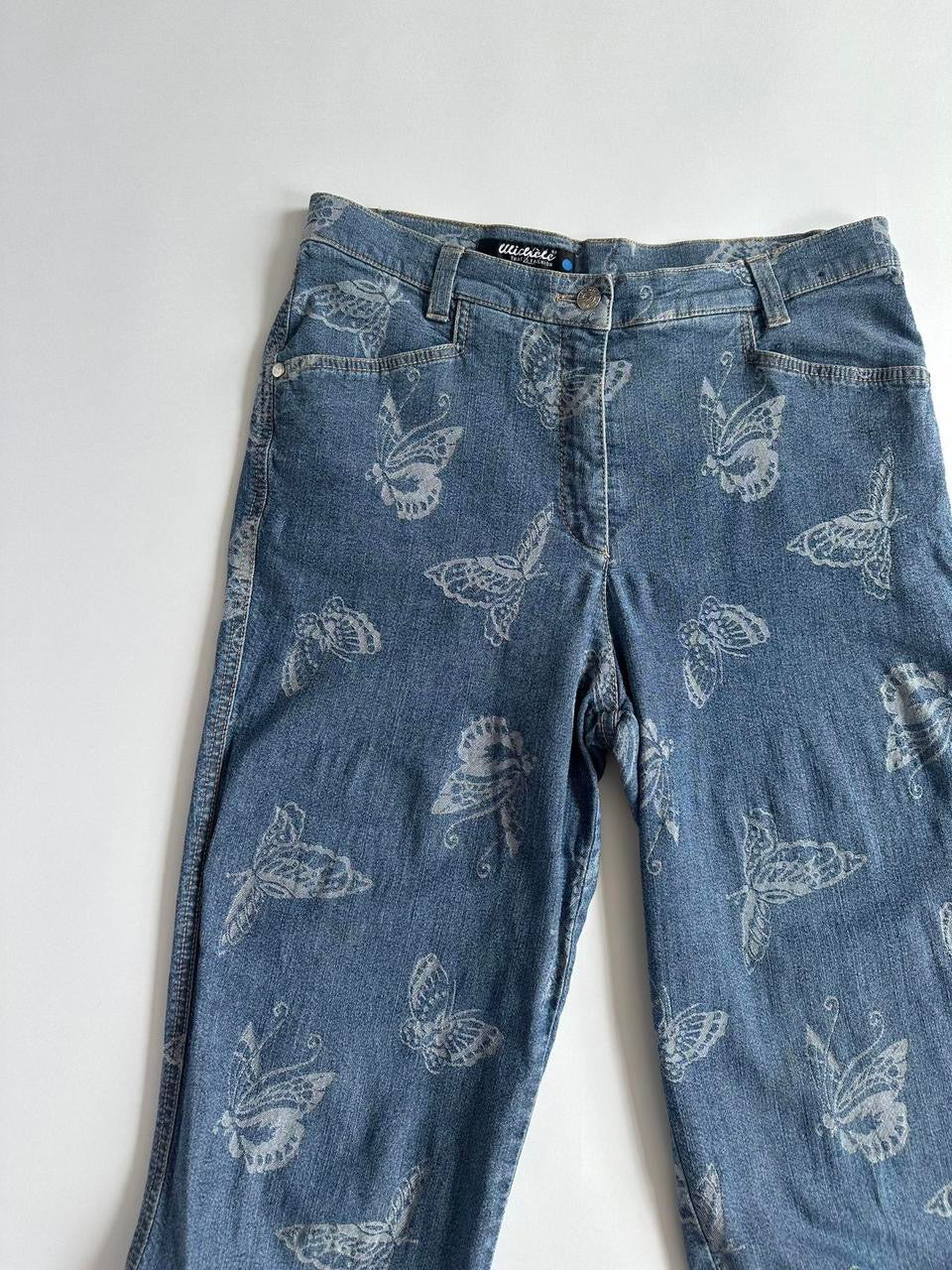 Y2K Butterfly Denim Cropped Jeans