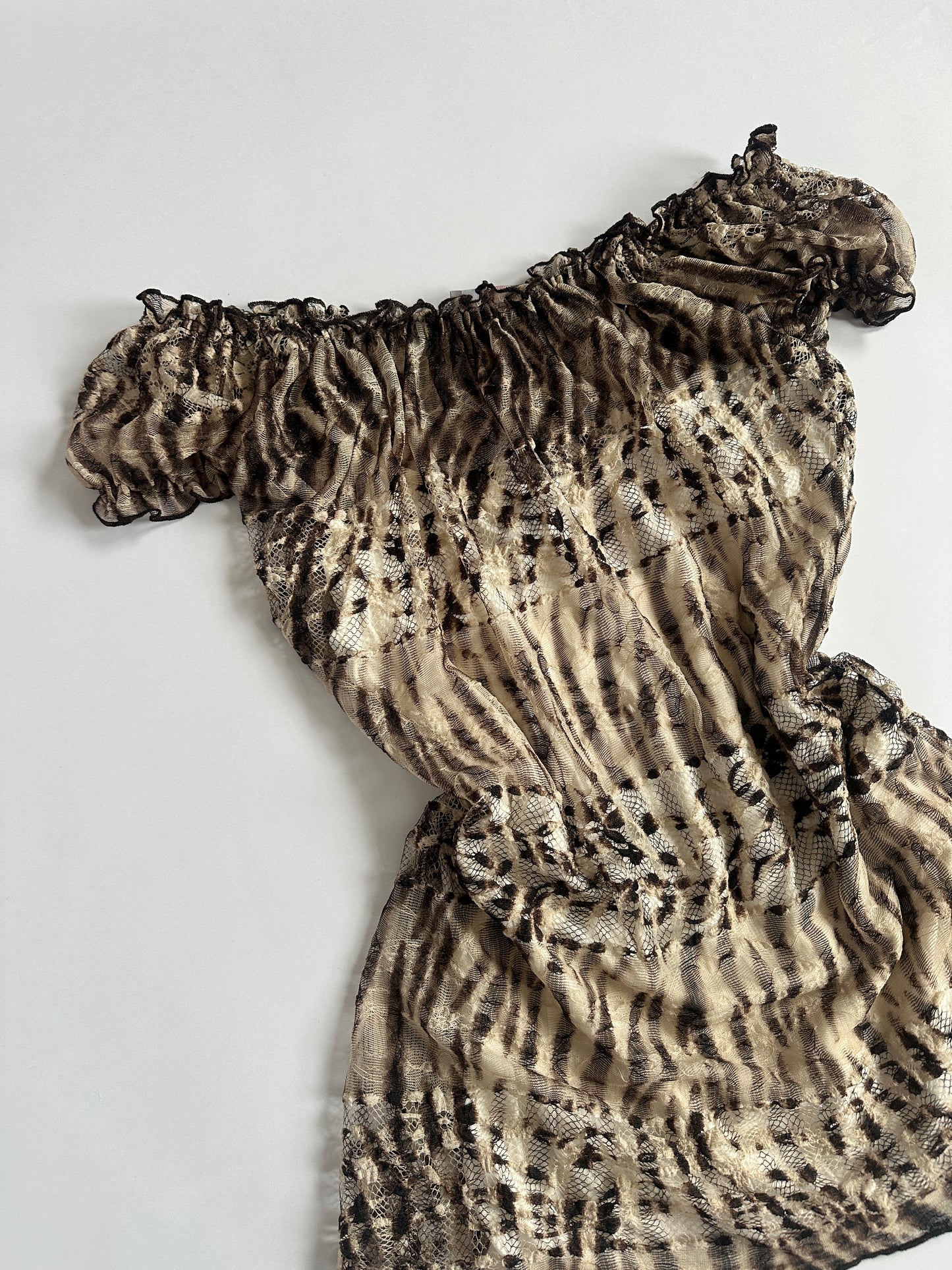 00s Per Una Elasticated Leopard Lace Top