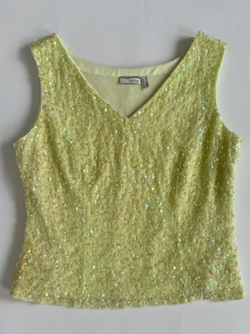 Pale Lime 00s Sequin Top
