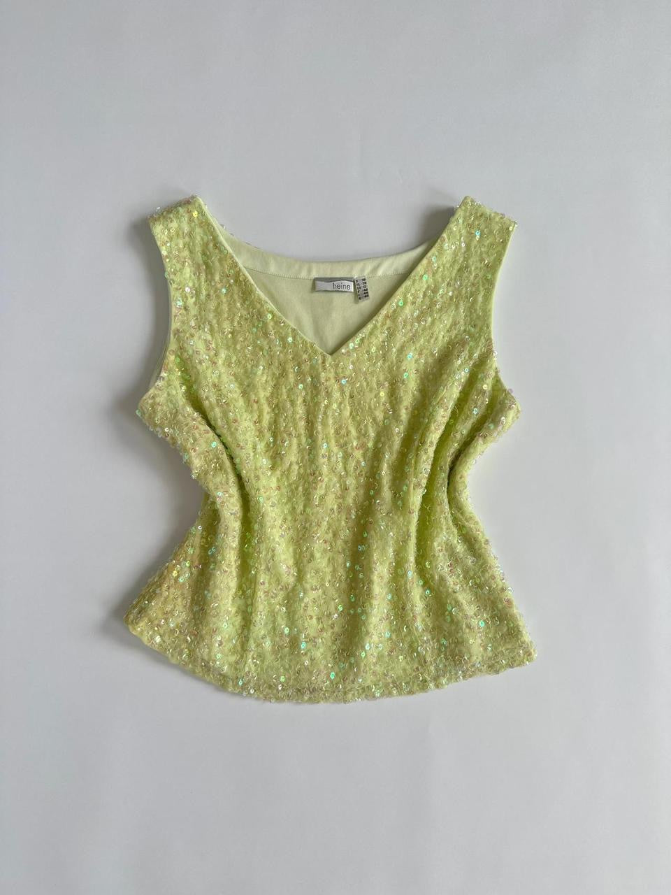 Pale Lime 00s Sequin Top