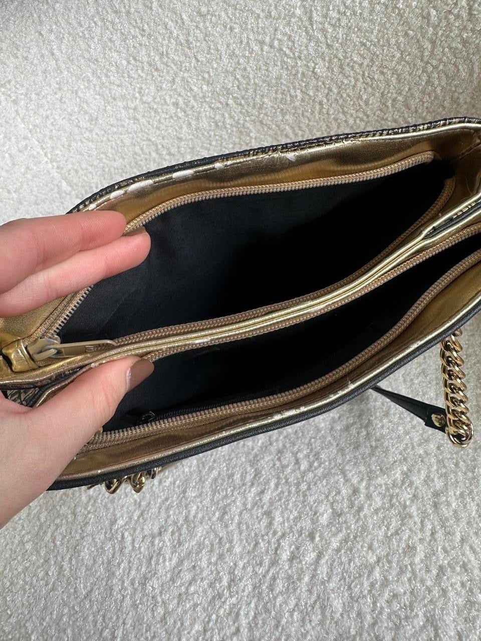 Vintage Black and Gold Shoulder Bag