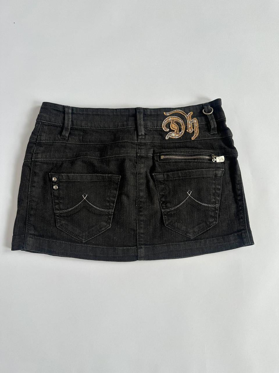 Y2K Black Denim Low Rise Mini Skirt