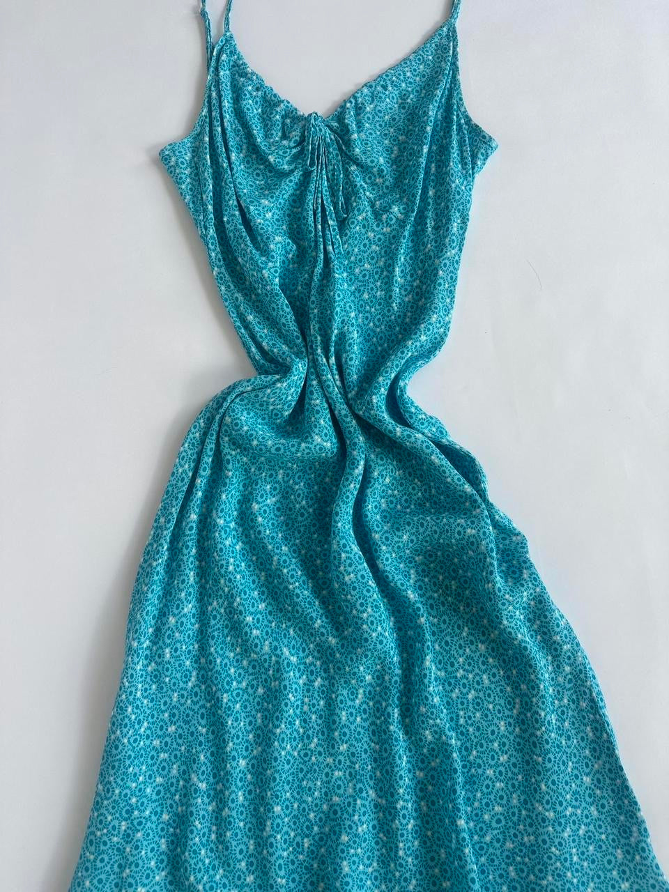 90s Blue Ditsy Print Dress