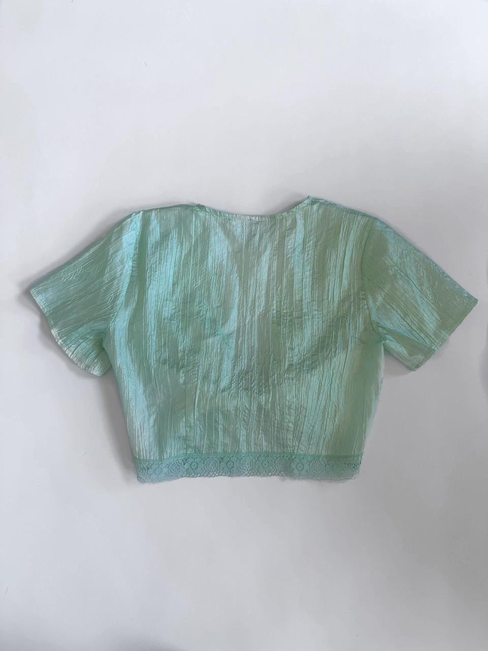 00s Crinkle Mint Tie Top