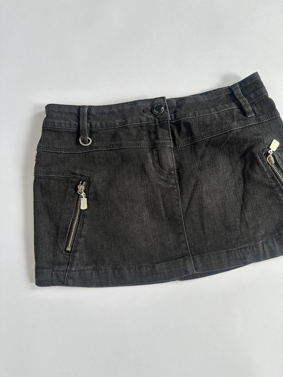 Y2K Black Denim Low Rise Mini Skirt