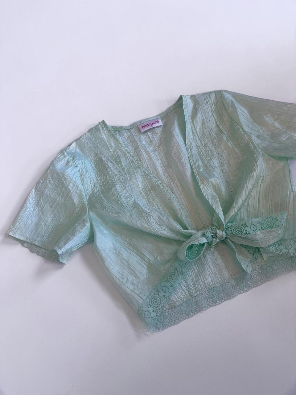 00s Crinkle Mint Tie Top