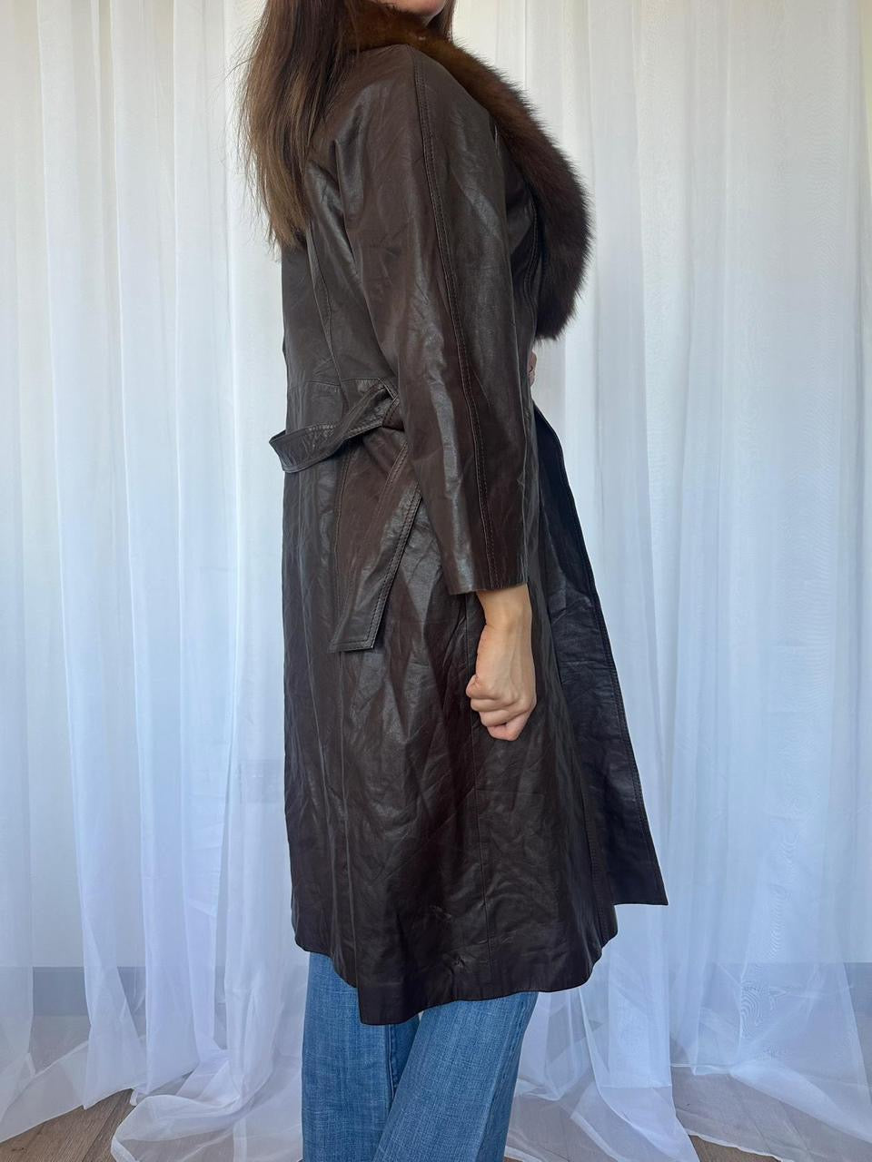 Brown Fur Collar Leather Jacket