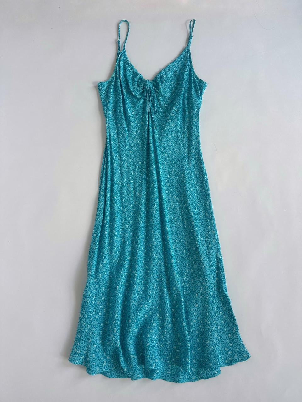 90s Blue Ditsy Print Dress