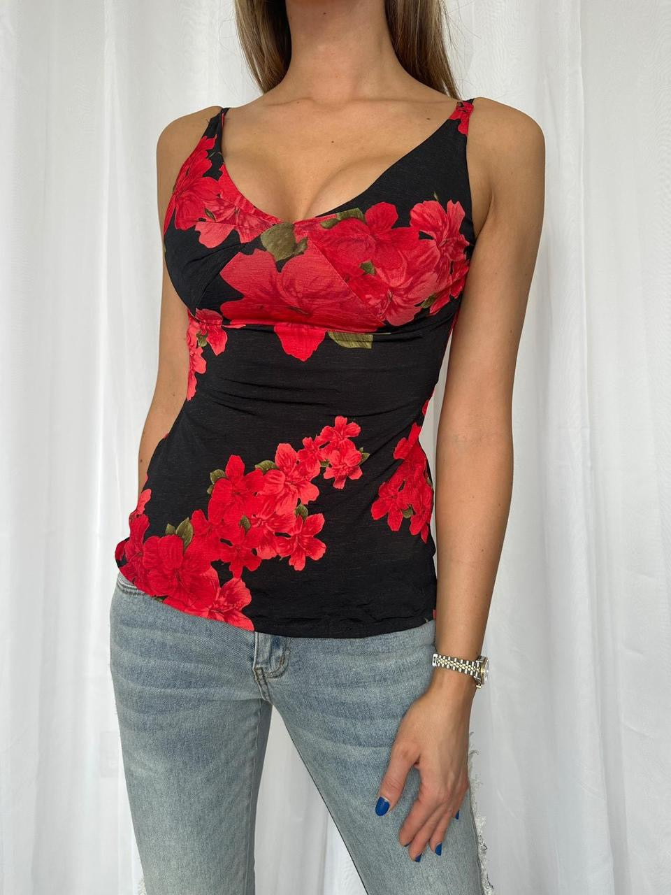 Y2K Floral Open Back Cami