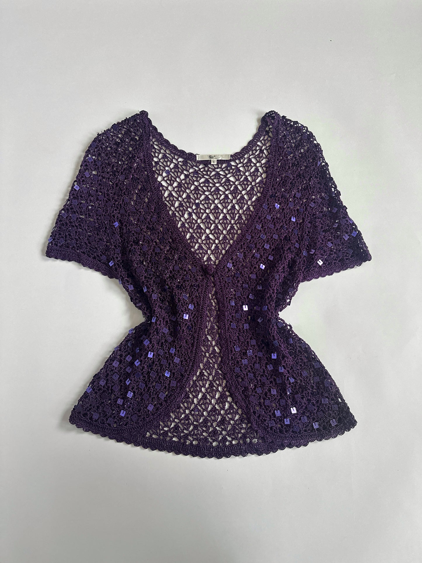 00s Sheer Sequin Purple Cardy