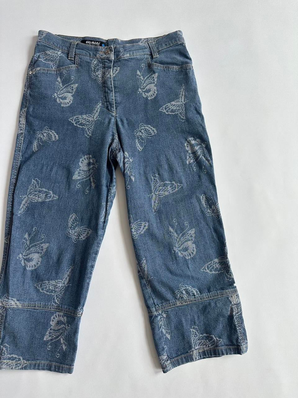 Y2K Butterfly Denim Cropped Jeans