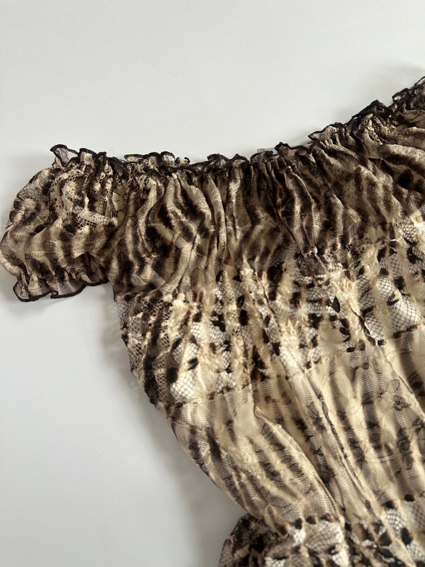 00s Per Una Elasticated Leopard Lace Top