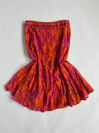 Low Rise Embroidered Floral Midi Skirt