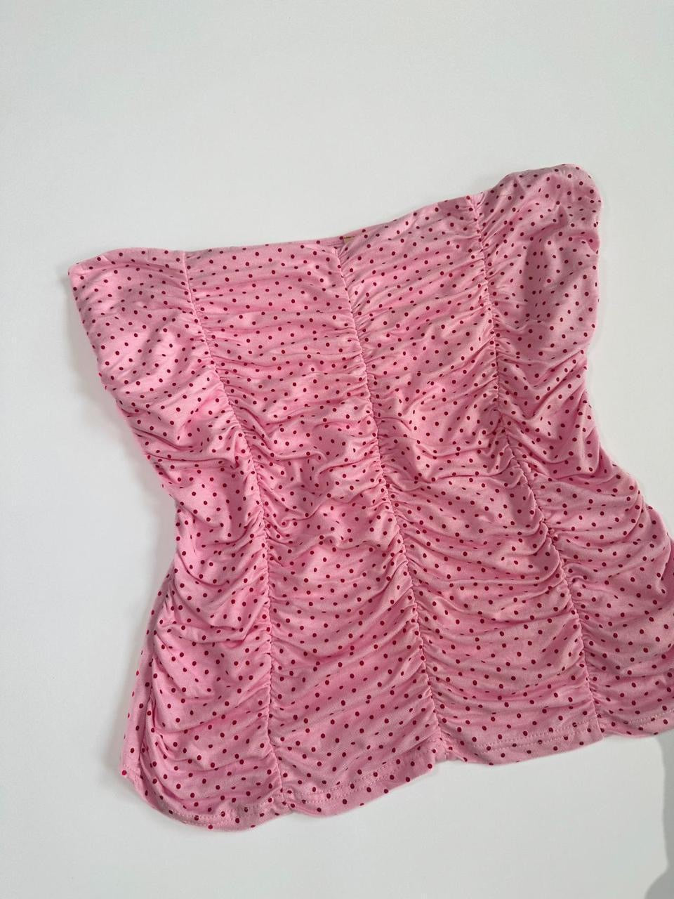 00s River Island Polka Dot Ruched Bandeau