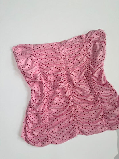 00s River Island Polka Dot Ruched Bandeau