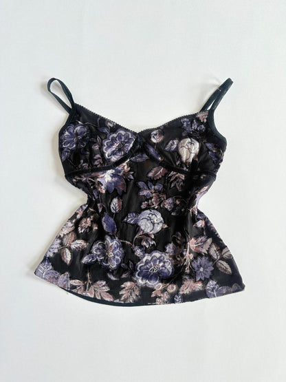 00s Flock Floral Cami