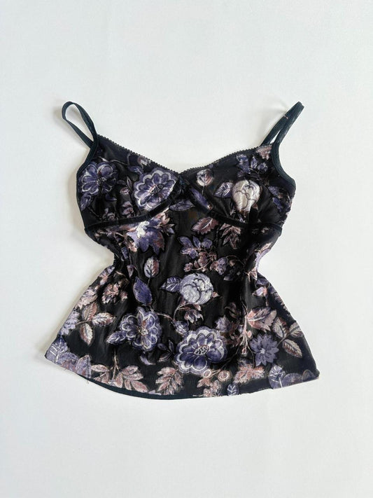00s Flock Floral Cami