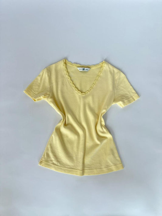 90s New Look Lemon Lace Top
