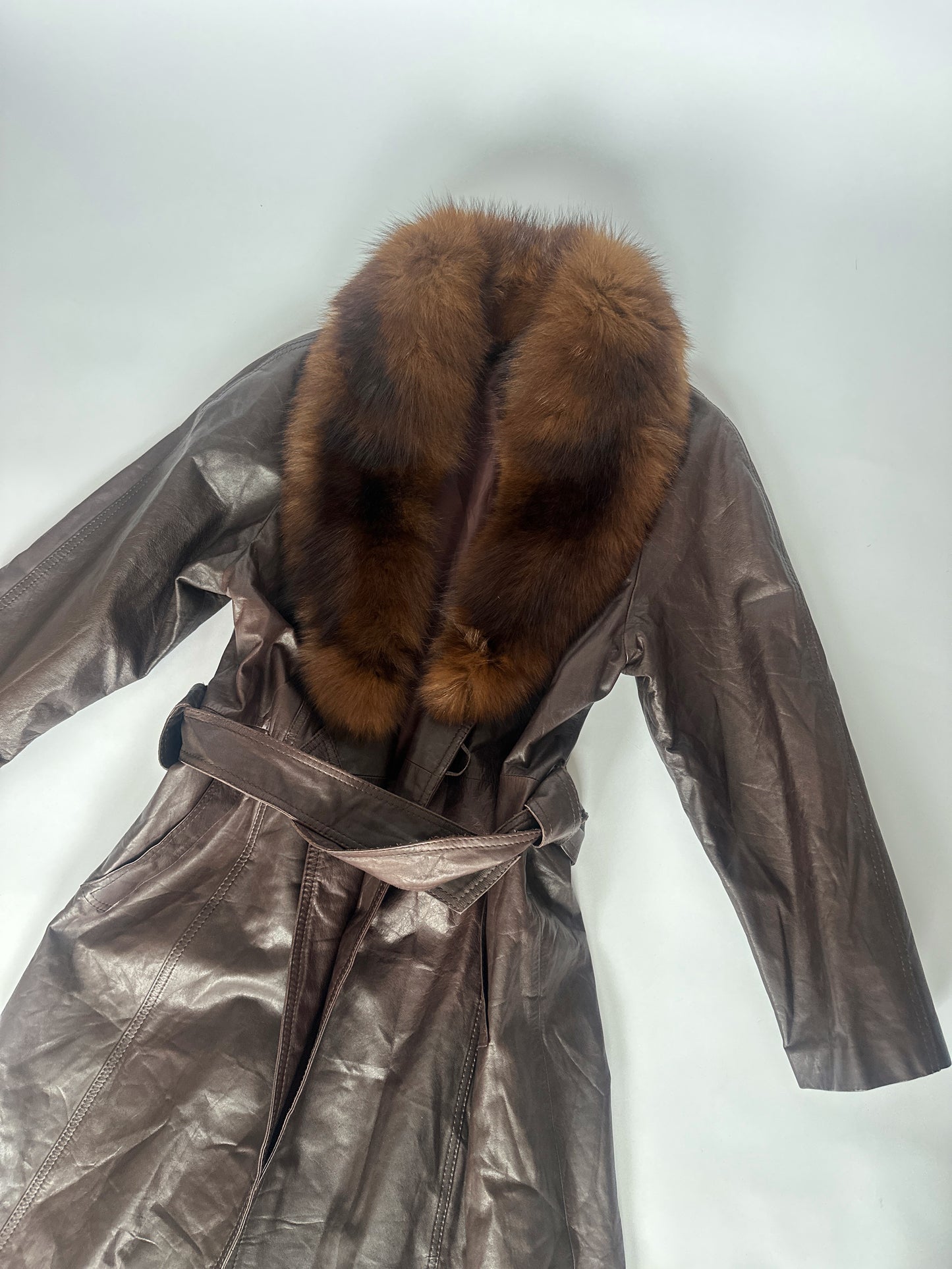 Brown Fur Collar Leather Jacket