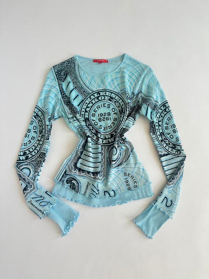 Y2K Noun Paris Graphic Mesh Top
