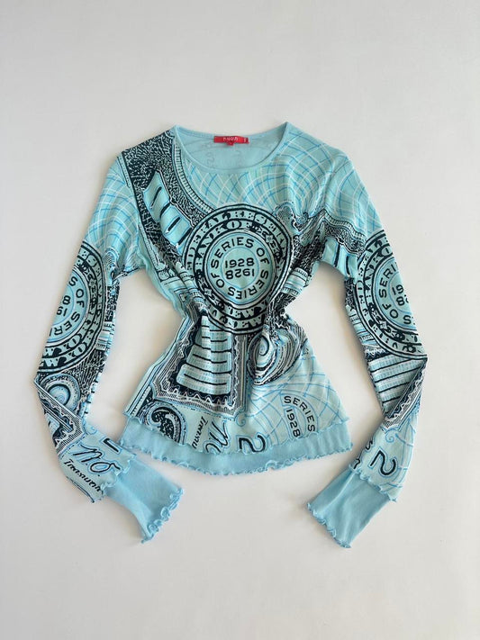 Y2K Noun Paris Graphic Mesh Top