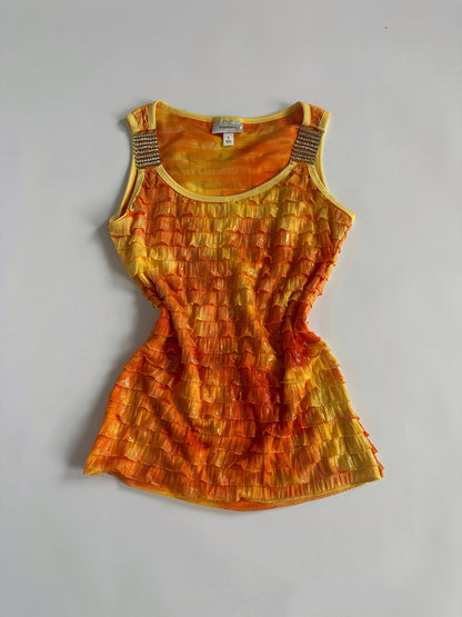 Ombré Irridescent Frill Tank Top