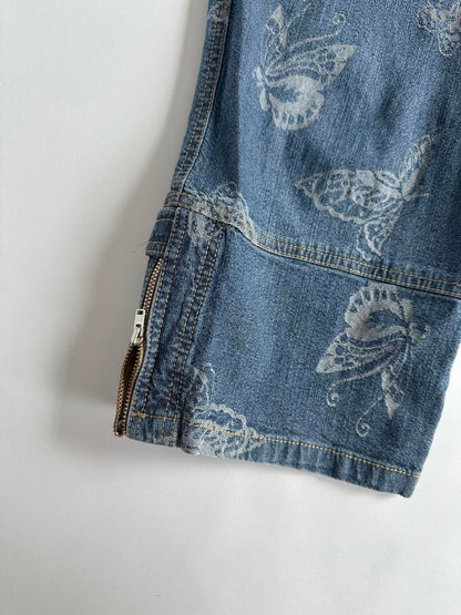 Y2K Butterfly Denim Cropped Jeans