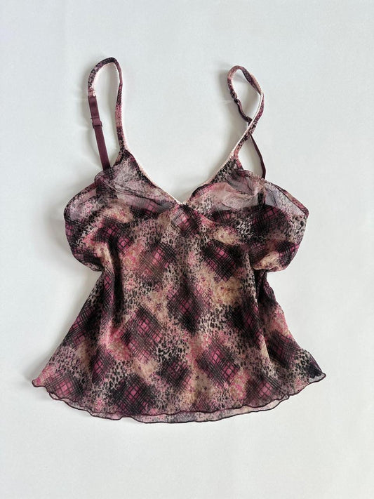 Y2K Sheer Animal Print Cami