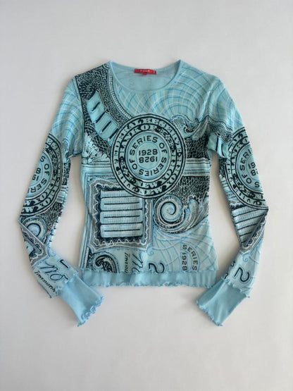 Y2K Noun Paris Graphic Mesh Top