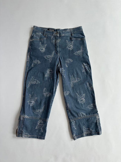 Y2K Butterfly Denim Cropped Jeans