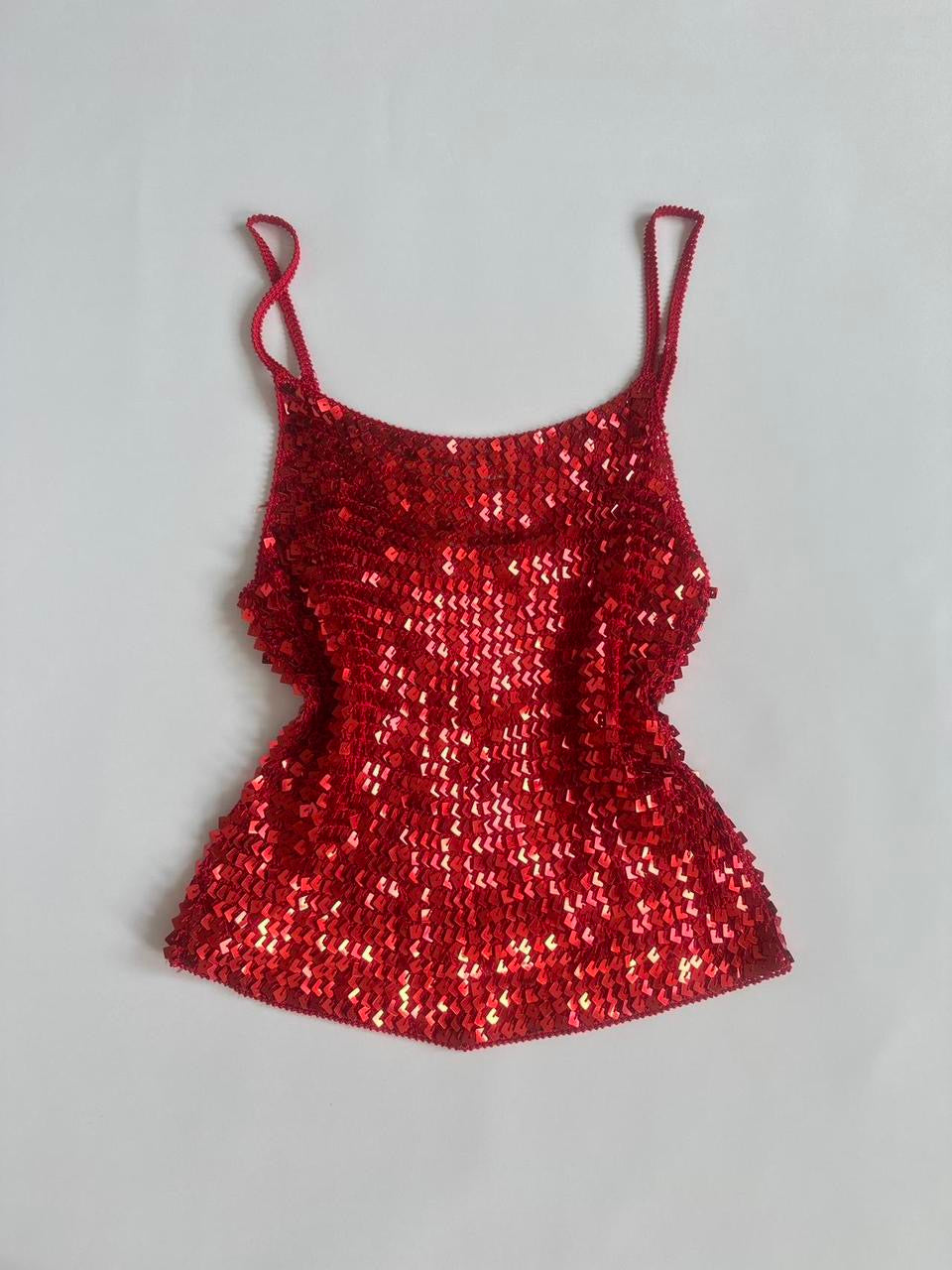 00s Red Disc Sequin Cami
