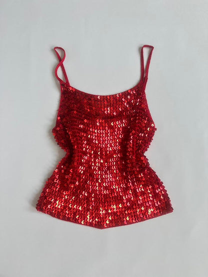 00s Red Disc Sequin Cami