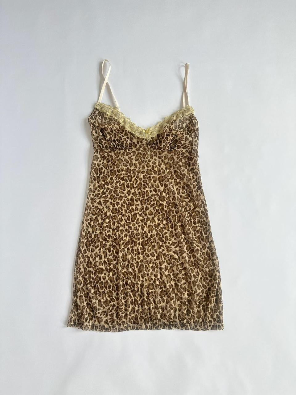 00s Sheer Leopard Glitter & Lemon Slip Dress / Top