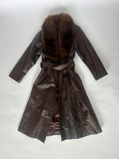 Brown Fur Collar Leather Jacket