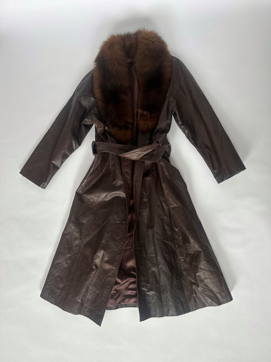Brown Fur Collar Leather Jacket