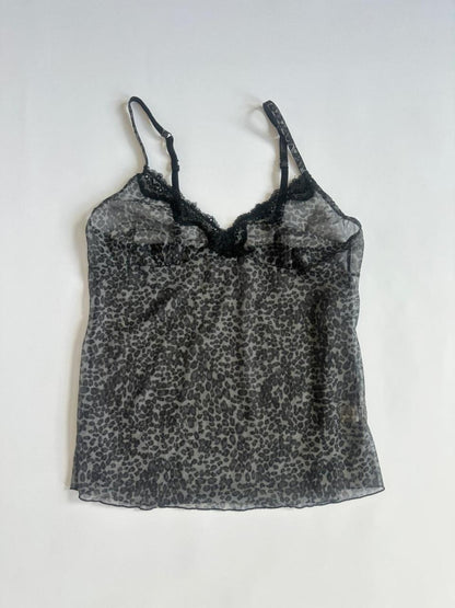 Y2K Sheer Grey Leopard Cami