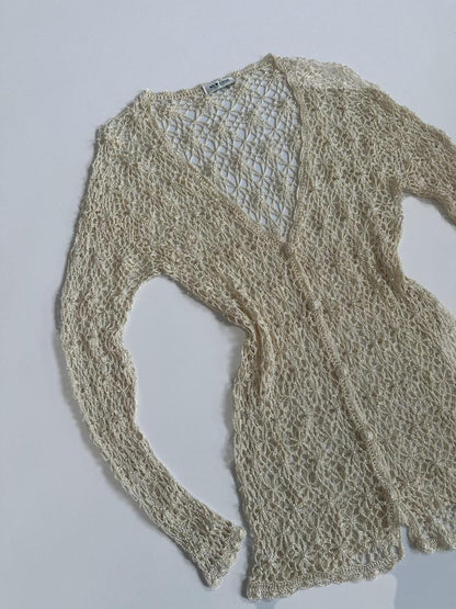 90s New Look Cream Pearl Cardigan