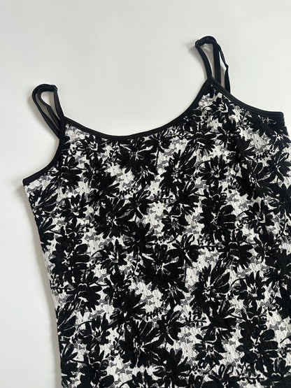 00s Monochrome Floral Lace Cami