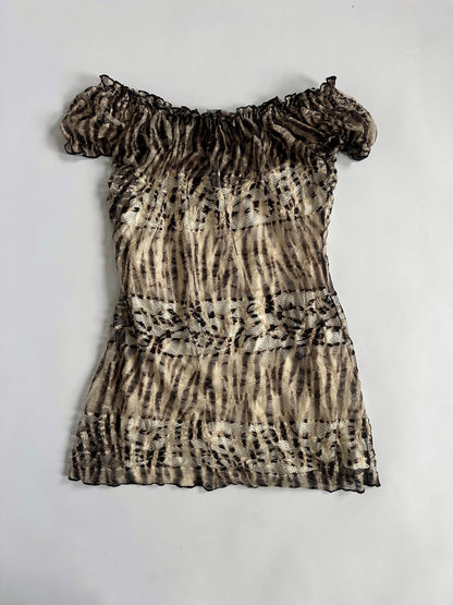 00s Per Una Elasticated Leopard Lace Top